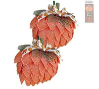 Handmade Fall Pumpkin Wreath, Farmhouse Pumpkin Wreath for Front Door, Halloween Wreaths for Front Doors, Thanksgiving Wall Decor for Indoor & Outdoor (A-2PCS)