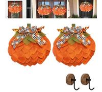 Handmade Fall Pumpkin Wreath for Front Door Outdoor,Farmhouse Burlap Autumn Harvest Garland,Halloween Thanksgiving Wall Hanging Home Porch Decorations (Style A*2pcs)