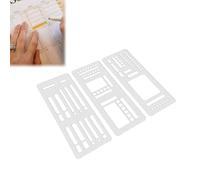 Handmade Flexible Record Template, 3 Pack Flexible Journal Stencil Set, Reusable Templates Planner Stencils, Versatile Drawing Template Kit, Planner Stencil Set for 5mm Dot Grid Journals (A)
