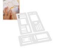 Handmade Flexible Record Template, 3 Pack Flexible Journal Stencil Set, Reusable Templates Planner Stencils, Versatile Drawing Template Kit, Planner Stencil Set for 5mm Dot Grid Journals (C)