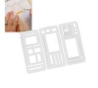 Handmade Flexible Record Template, 3 Pack Flexible Journal Stencil Set, Reusable Templates Planner Stencils, Versatile Drawing Template Kit, Planner Stencil Set for 5mm Dot Grid Journals (B)