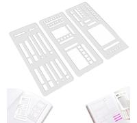 Handmade Flexible Record Template, 3-Pack Reusable Planner Drafting Tools Sets for Dot Grid Journals Compatible with Coils Discs and Rings for Journaling, Checklists, Boxes, Lines(Style A)