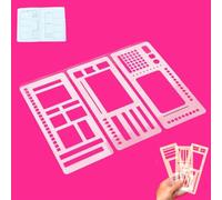 Handmade Flexible Record Template, Stencils Drafting Tools Planner Stencil Set Compatible, for Journaling Checklists Boxes Lines & Daily Planning 3-Pack Reusable (A,White)