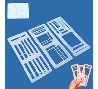 Handmade Flexible Record Template, Stencils Drafting Tools Planner Stencil Set Compatible, for Journaling Checklists Boxes Lines & Daily Planning 3-Pack Reusable (C,White)