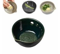 Handmade Garlic Grater & Herb Bowl,2-in-1 Multi-Functional Herb Stripper Bowl with Grater,5/7 Hole Sizes Efficient Stripping Dish With Drainage Port,Multi-functional Kitchen Gadgets (5hole-A)