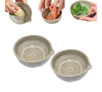 Handmade Garlic Grater x Herb Bowl, Multi-functional 2-in-1 Stoneware Kitchen Prep Tool, Efficient Peeling Kitchen Tools for Salads & Cooking Peeling off the Leafy (B#)
