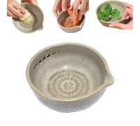 Handmade Garlic Grater x Herb Bowl, Multi-functional 2-in-1 Stoneware Kitchen Prep Tool, Efficient Peeling Kitchen Tools for Salads & Cooking Peeling off the Leafy (A#)