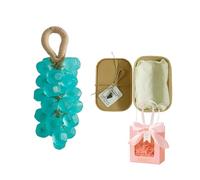 Handmade Grape Soap on a Rope, Natural Grapes Soap Cluster for Men and Women, Decorative Soaps Grapes for Bathroom, Lasting Fragrance Body and Hand Wash (E)
