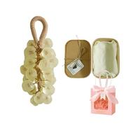 Handmade Grape Soap on a Rope, Natural Grapes Soap Cluster for Men and Women, Decorative Soaps Grapes for Bathroom, Lasting Fragrance Body and Hand Wash (F)