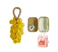 Handmade Grape Soap on a Rope, Natural Grapes Soap Cluster for Men and Women, Decorative Soaps Grapes for Bathroom, Lasting Fragrance Body and Hand Wash (A)