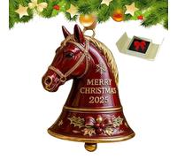 Handmade Horse Bell Ornament, Classic Horse Bell with a Golden Ribbon for Xmas Tree, Xmas Elegant Unique Keepsake Tree Gift for Enthusiasts and Collectors (2 Pcs)