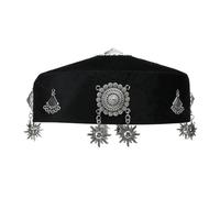 Handmade kazako stili etnici Bucket Hat Vintage Design Poliestere Più Colori E Dimensioni Per Le Donne Poliestere Cappelli Da Donna, Nero , 6 7/8