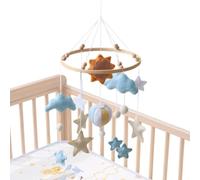 Handmade Kids Mobile for Crib Wooden Natural Smooth Ornaments