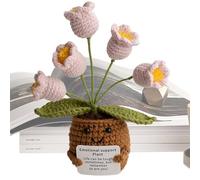 Handmade Lily of the Valley Crochet Plant Doll, 11cm/4.3-Inch Emotional Support Knitted Toy, Cute and Funny Potted Plant for Encouragement, Friendship, and Decorative Cheerful Décor for Friends