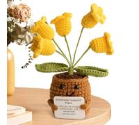 Handmade Lily of the Valley Crochet Plant Doll, 11cm/4.3-Inch Emotional Support Knitted Toy, Cute and Funny Potted Plant for Encouragement, Friendship, and Decorative Cheerful Décor for Friends