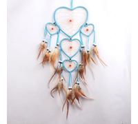 Handmade Love Heart Feather Pendents Wall Hanging Dream Net Catcher Dreamy Room Decoration India N Culture Fairy Ornament(BLUE)