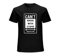 Handmade Noodles Can't Argue with Stupid PL Vintage T Shirt Short Sleeve Funny Top Black L