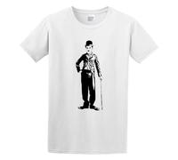 Handmade Noodles Charlie Chaplin The Tramp The Great Dictator The Kid Casual Round Neck T Shirt White XL