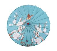 Handmade Oiled Paper Parasol Japanese Traditional Umbrella 32 Inch Silk Cloth Dancing Props Portable Windproof Costume Accessory Floral Decorative Sunshade Holiday Performance Travel Photography