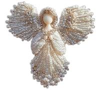 Handmade Pearl Angel Brooch,Elegant Angels Wing Jewelry Pin with Rhinestone Accents,Spiritual Keepsake Gift for Daily Wear,Christmas,Fashion Jewelry Birthday Gifts, 8*6cm/3.15*2.36in, Perle
