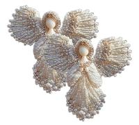 Handmade Pearl Angel Brooch,Elegant Angels Wing Jewelry Pin with Rhinestone Accents,Spiritual Keepsake Gift for Daily Wear,Christmas,Fashion Jewelry Birthday Gifts, 8*6cm/3.15*2.36in, Perle