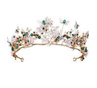 Handmade Rhinestone Butterfly Tiara - European Style Bridal Crown Headband(Green)