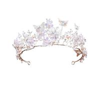 Handmade Rhinestone Butterfly Tiara - European Style Bridal Crown Headband(Silver)