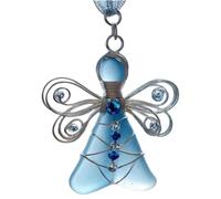 Handmade Sea Glass Angel Ornament, Acrylic material Coastal Christmas Tree Decoration, Silver Wire-Wrapped Angel Christmas Decoration, Holiday Home Decor, Gift for Beach Lovers (Blue)