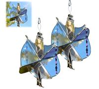 Handmade Stained Glass Spinner, Dancing Pattern for Stained Glass Spinner, Kinetic Acrylic Hanging Decor, Colorful Kinetic Garden Ornament, for Window, Garden, Porch & Home Decor (2Pcs)