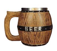 Handmade Stainless Steel Beer Barrel Mug - Rustic Wooden Design For Cold Drinks | Creative Large-Capacity Beer Stein - Perfect Men’s Gift & Retro Bar Accessory
