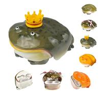 Handmade Unique Frog Design Wireless Earphone Protective Cases,Ugly Frog Anti-Scratch Wireless Earphone Protector,Weird Toad Creative Animals Earbuds Covers for Airpods 4/Pro 3 (Crown, for 4)