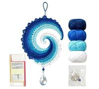 Handmade Wave Hanging Crochet Craft Set | Wave Crochet Wind Spinner DIY Kit | Window Decor Spinner Crochet Set For Home Bedroom Classroom Patio Garden Porch Window