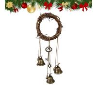 Handmade Witch Bells for Home Door,Vintage Decorative Hanging Bell Wind Chime,Boho Style Wind Chimes Ornament with Rattan Wreath Outdoor Indoor (Style E)