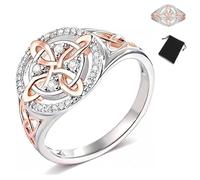 Handmade Witch’s Return-Knot Protection Ring, Protect Your Loved Ones - Bicolor Knot Design with Rose-Gold Detail (10,Silver)