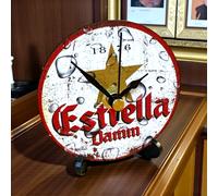 Handmade Wooden Beer Coaster Clock for Man Cave, Home Bar Decor, Carlsberg