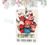 Handmade Wooden Money Clip Gift, Santa Claus Wallet Ornament, Money Holder Clip Dispenser, Christmas Decoration Swith Blessing,Tree Charm (05)