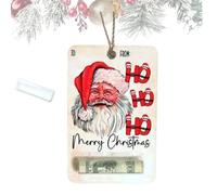 Handmade Wooden Money Clip Gift, Santa Claus Wallet Ornament, Money Holder Clip Dispenser, Christmas Decoration Swith Blessing,Tree Charm (07)