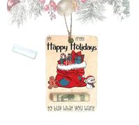 Handmade Wooden Money Clip Gift, Santa Claus Wallet Ornament, Money Holder Clip Dispenser, Christmas Decoration Swith Blessing,Tree Charm (04)