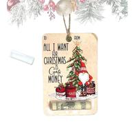 Handmade Wooden Money Clip Gift, Santa Claus Wallet Ornament, Money Holder Clip Dispenser, Christmas Decoration Swith Blessing,Tree Charm (02)
