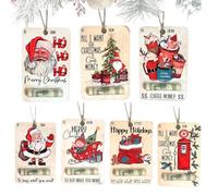Handmade Wooden Money Clip Gift, Santa Claus Wallet Ornament, Money Holder Clip Dispenser, Christmas Decoration Swith Blessing,Tree Charm (7PCS)