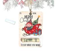 Handmade Wooden Money Clip Gift, Santa Claus Wallet Ornament, Money Holder Clip Dispenser, Christmas Decoration Swith Blessing,Tree Charm (03)