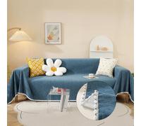 HANDONTIME Loveseat - Copridivano facile da montare, per divano a 3 cuscini, universale, resistente, con pizzo, per bambini, cani e animali domestici, 180 x 305 cm, colore blu navy