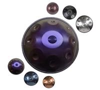 Handpan 22 Pollici 9/10/12 Note Scala Re Minore, 432/440Hz Tamburo a Mano per Principianti, Kit Completo con Zaino Imbottito, Supporto per Tamburo e Panno di Pulizia(Deep Purple,440HZ/12Note)