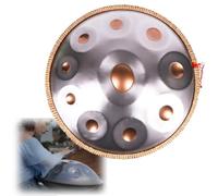 Handpan 22 pollici 9/10/12 Tone Tongue Drum Tamburo in Acciaio Hang Drum 432 hz/440 hz percussioni strumenti musicali Portatile Tamburo del Hand pan Steel Tongue Drum(Gold and silver,10 Notes/440Hz)