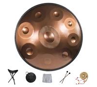 Handpan 22 Pulgadas Tambores de Mano en Re Menor 9/10/12 Notas Instrumento de Tambor de Acero handpan professionale 432Hz/440Hz para Meditación, Musicoterapia(Gold,9 Notes(440Hz))