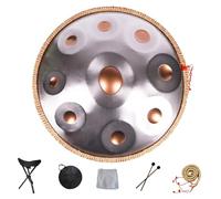 Handpan 22 Pulgadas Tambores de Mano en Re Menor 9/10/12 Notas Instrumento de Tambor de Acero handpan professionale 432Hz/440Hz para Meditación, Musicoterapia(Gold and silver,9 Notes(432Hz))