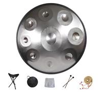 Handpan 22 Pulgadas Tambores de Mano en Re Menor 9/10/12 Notas Instrumento de Tambor de Acero handpan professionale 432Hz/440Hz para Meditación, Musicoterapia(Silver,9 Notes(432Hz))