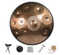 Handpan 22 Pulgadas Tambores de Mano en Re Menor 9/10/12 Notas Instrumento de Tambor de Acero handpan professionale 432Hz/440Hz para Meditación, Musicoterapia(Gold,12 Notes(440Hz))