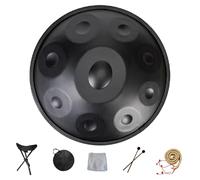 Handpan 22 Pulgadas Tambores de Mano en Re Menor 9/10/12 Notas Instrumento de Tambor de Acero handpan professionale 432Hz/440Hz para Meditación, Musicoterapia(Black,9 Notes(440Hz))