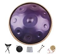 Handpan 22 Pulgadas Tambores de Mano en Re Menor 9/10/12 Notas Instrumento de Tambor de Acero handpan professionale 432Hz/440Hz para Meditación, Musicoterapia(Purple,9 Notes(432Hz))